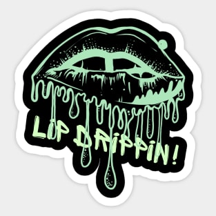 Green Vintage Dripping Glossy Lips Art Effect Sticker